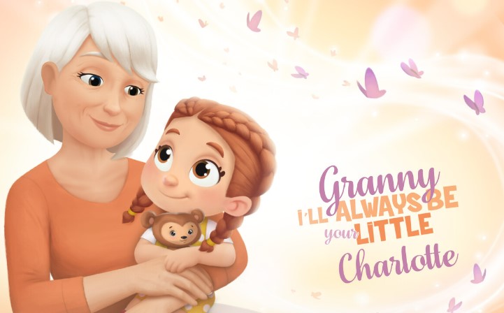 The cover of a personalized book for grandmothers and one grandchild. 