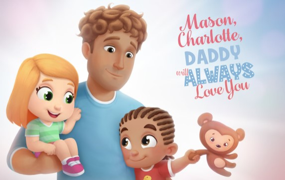 The cover of a personalized book for daddies and 2 children.