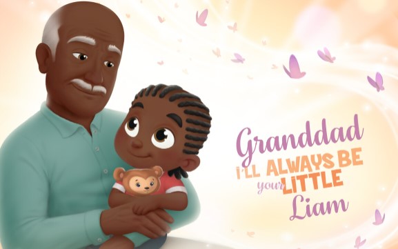 The cover of a personalized book for grandad and grandchild.