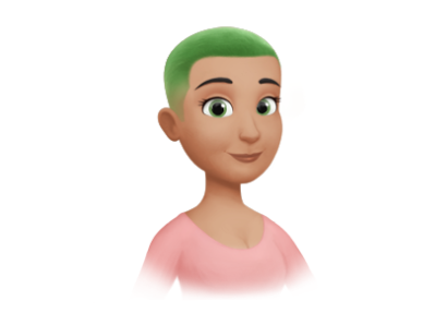 Detailed illustration of a woman with green buzz hair by Hooray Heroes.