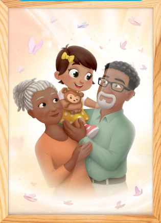 A personalized picture of grandparents and grandchild in a beautiful frame, the best xmas gift for grandma.