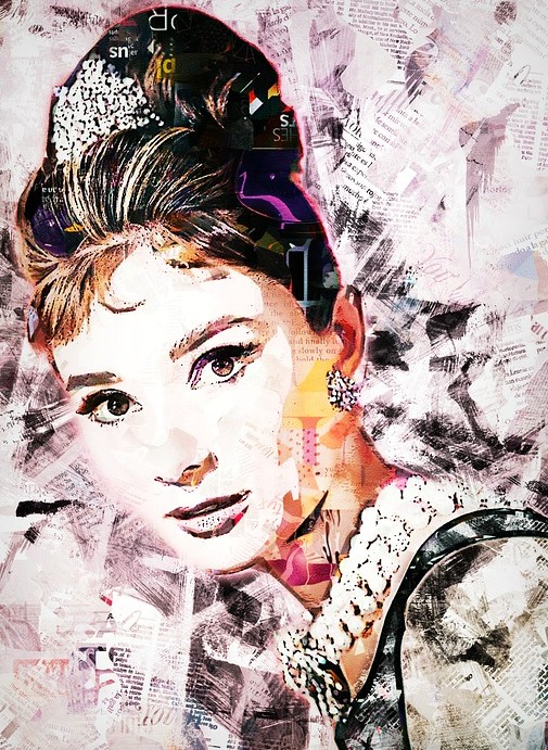 A painting of the famous actress Audrey Hepburn.
