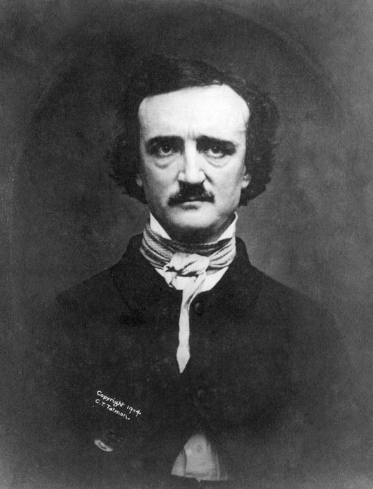 A photograph of the famous American horror author Edgar Allan Poe.