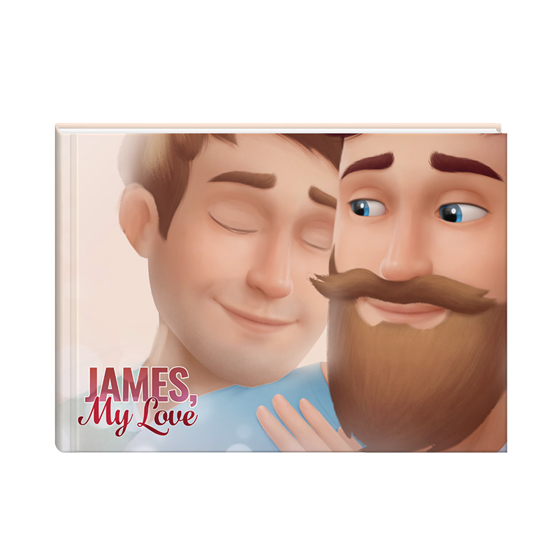 Detailed illustration of two men on the cover of My Love